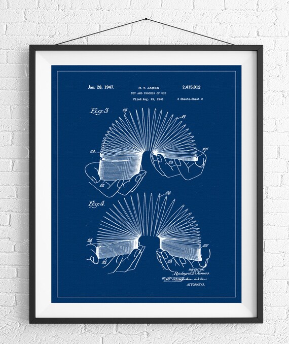 Slinky Patent Print Game Room Art Toy Art Blueprint | Etsy