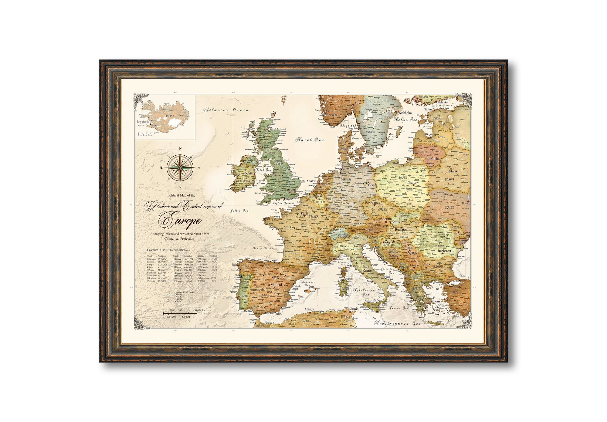 Europe Map Current up to Date Poster Print Decorative Map of - Etsy