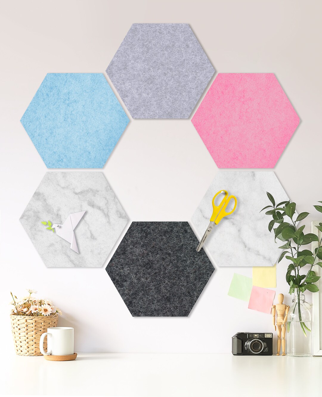 HEXAGON Felt Pinboard Fabric Bulletin Board for Ideas - Etsy