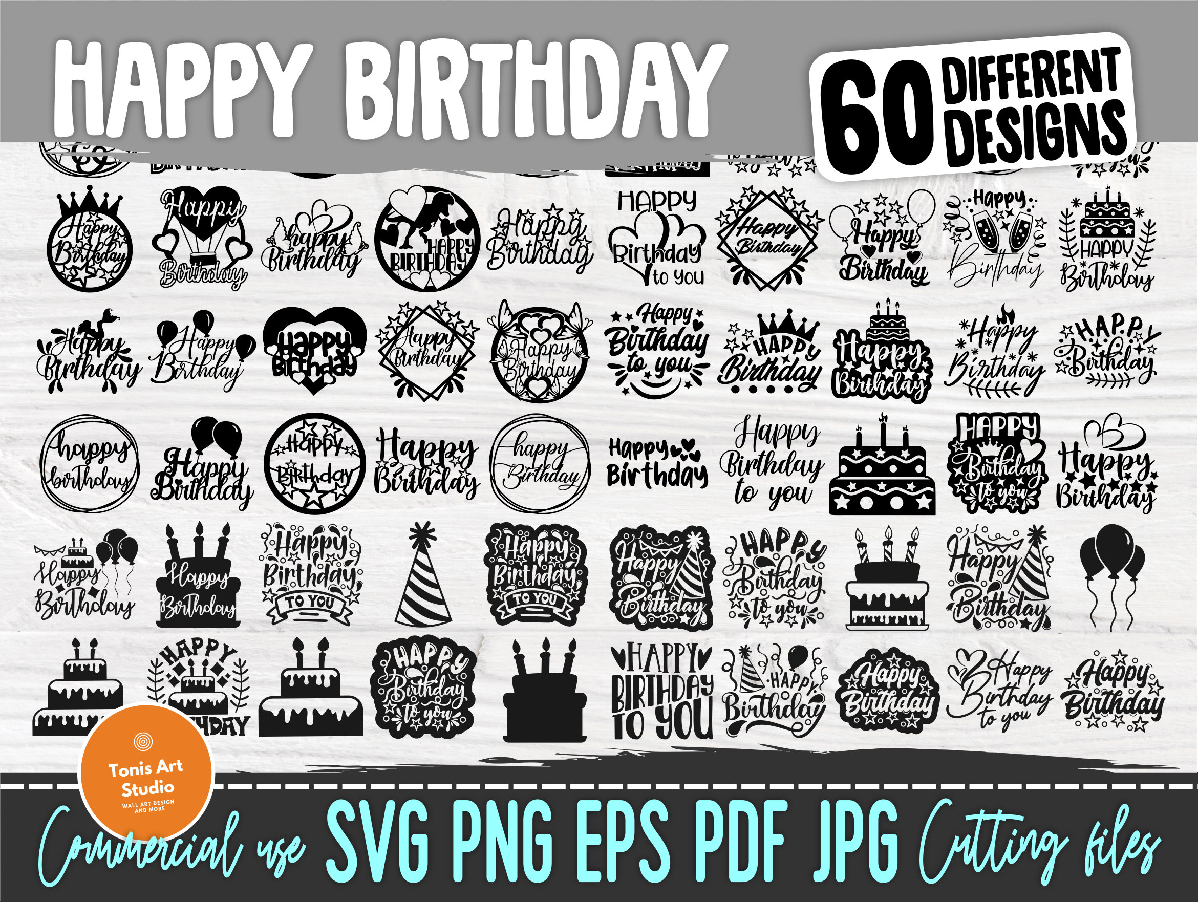 Happy Birthday Cake Topper SVG Free