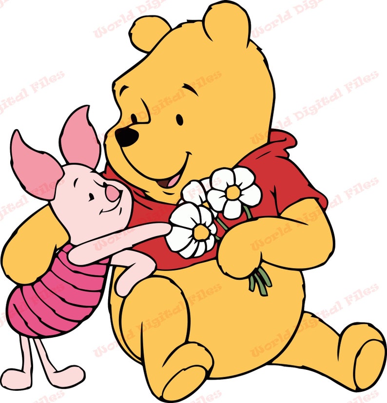 Winnie the Pooh and Piglet Flowers SVG Svg Dxf Cricut | Etsy