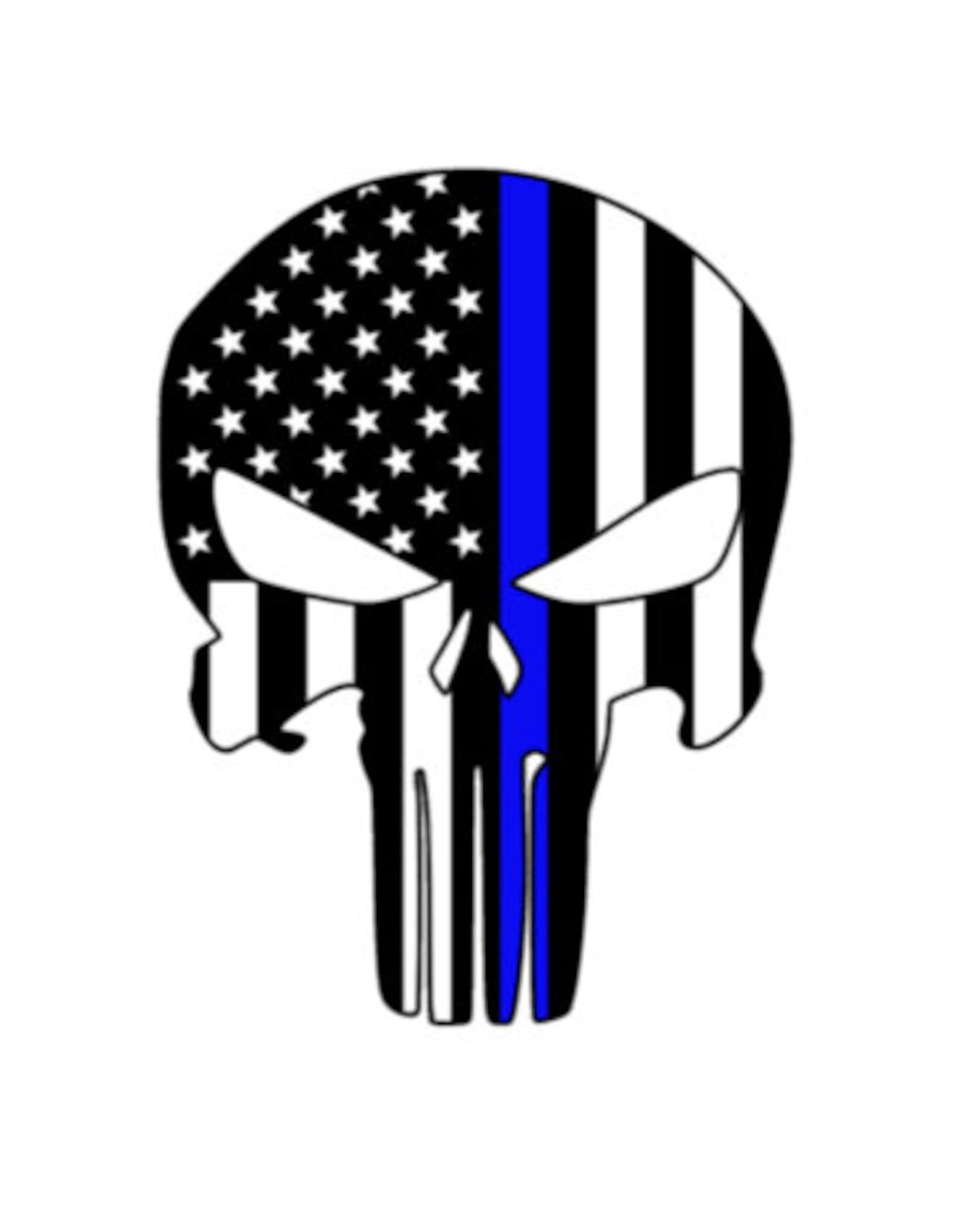 Thin Blue Line Punisher Skull, Law Enforcement, Back the Blue Vinyl ...