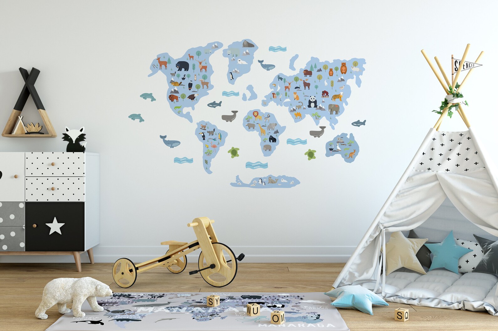 Pink Map Wall Sticker World Map Decal Earth Geography Kids - Etsy