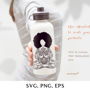 Yoga Svg, Afro Woman Svg, Yoga Clipart, Afro Silhouette Plus Size SVG ...