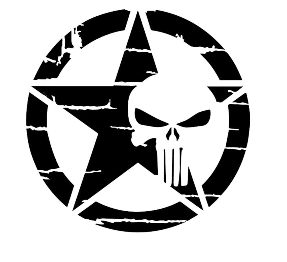 Distressed Punisher Star Matte Black Sticker Decal - Etsy