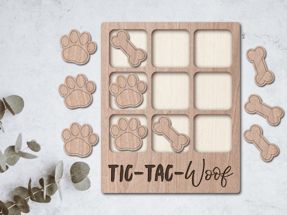 Dog Paw Print Laser File Tic Tac Toe Coffee Table Game | Etsy