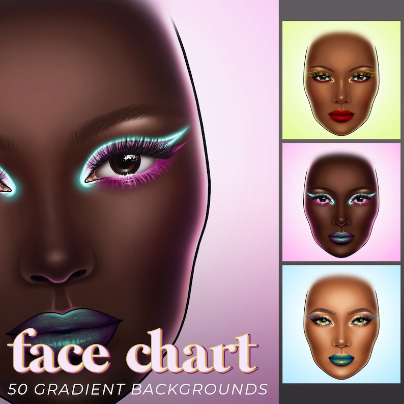 Face Chart Ultimate 240-piece Bundle Digital Brushes, Backgrounds ...