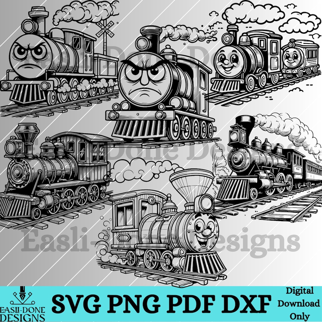 Train SVG Bundle SVG PNG Train Svg Funny Steam Engine Train Outline Svg ...