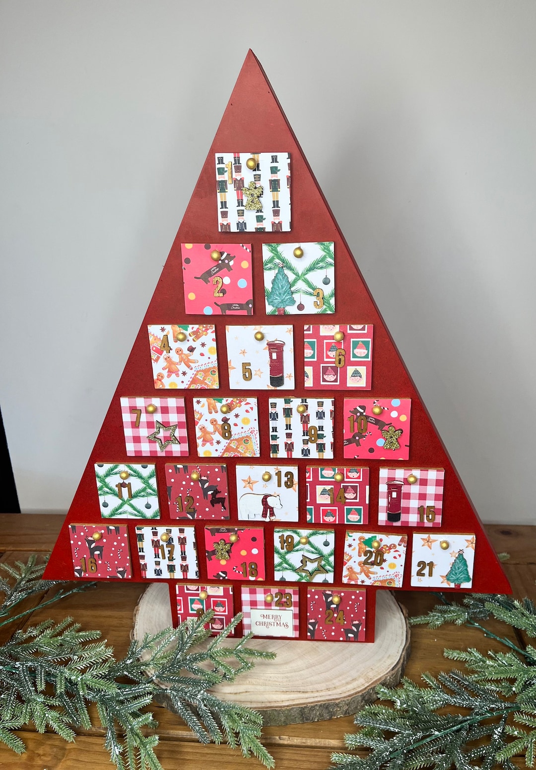 Wooden Advent Calendar With Drawers Christmas Tree Advent Calendar Fill ...