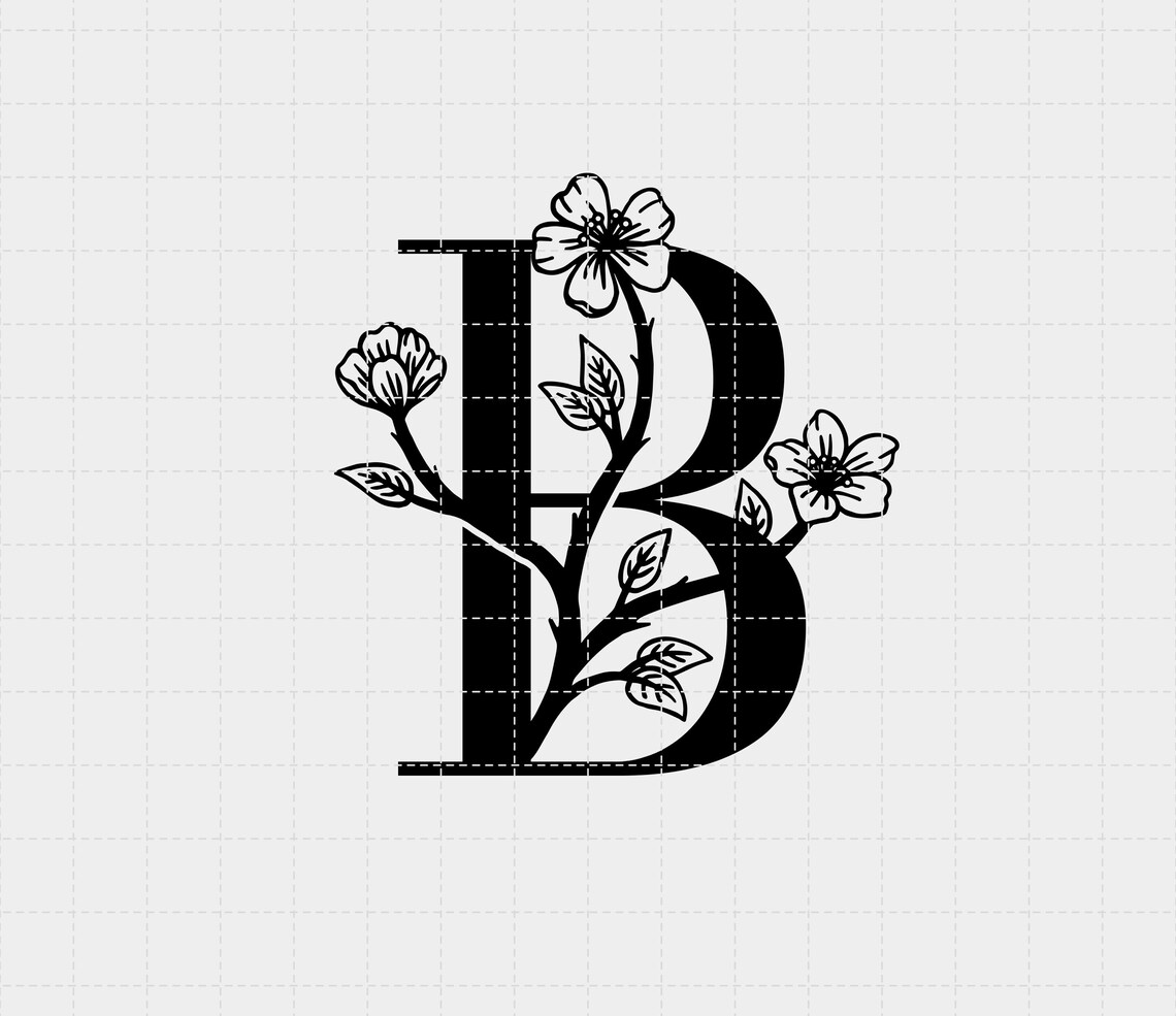 Letter B SVG, Floral Letter SVG, Floral Monogram Character, Floral ...