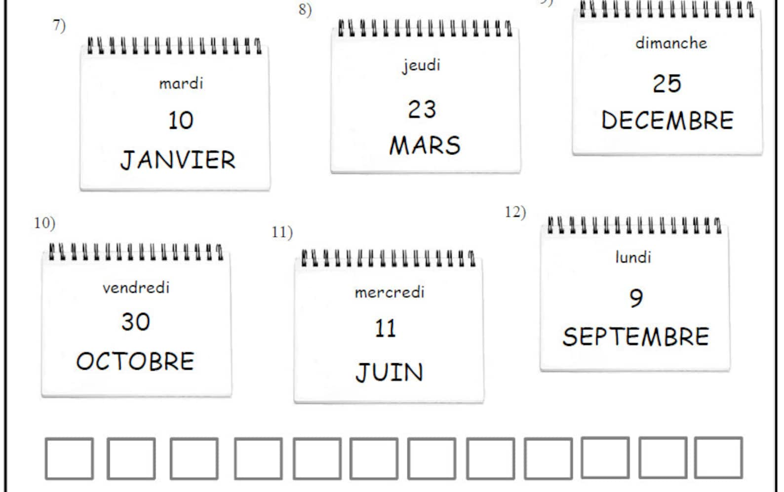 DAYS & MONTHS FRENCH Learning Kids Worksheet / Language Learning French ...