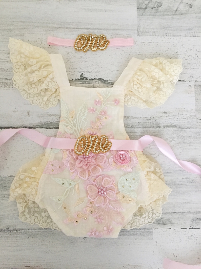 Boho 1st Birthday Romper-boho Lace Romper Sash and - Etsy