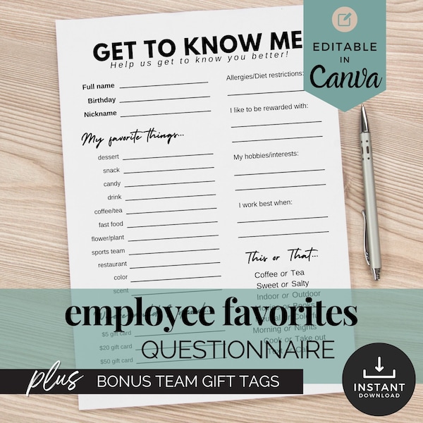 All About Me Form Employee - Etsy