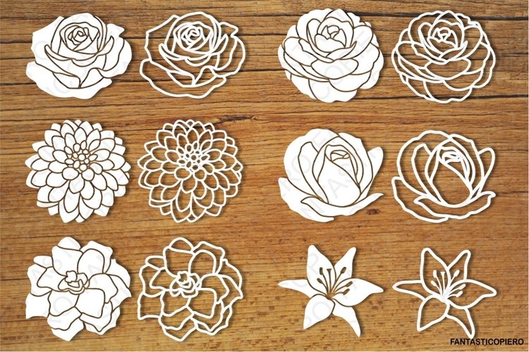 Flowers set 2 SVG files for Silhouette and Cricut. (80710)