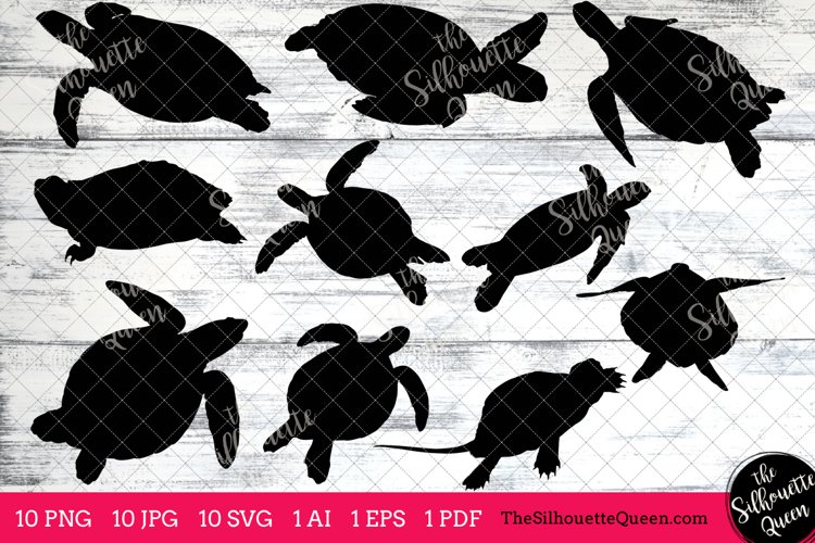 Turtle Silhouette Clipart Clip Art (AI, EPS, SVGs, JPGs,