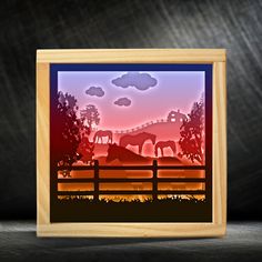 Horses And Girl paper cut lightbox template SVG file DXF file