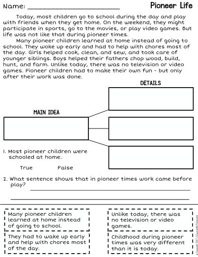 main idea worksheets 3rd grade with answers - Hue Poston