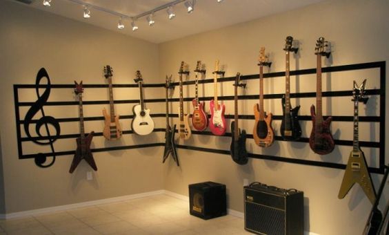 music room decorating ideas | Great Room Guitar Display - Living ...