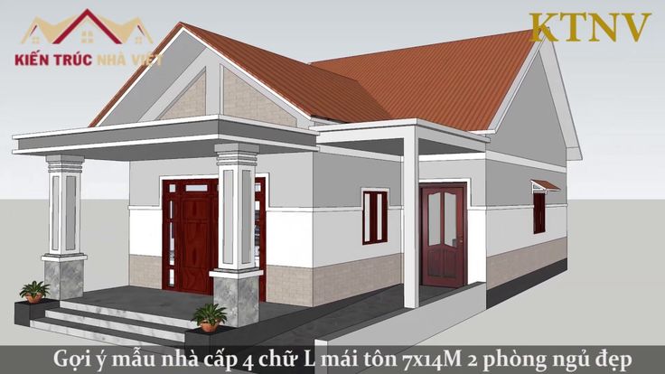 Khám Phá Mẫu Nhà Cấp 4 Mái Thái Chữ L 7x14M 2 Phòng Ngủ Đẹp | Nhà ...