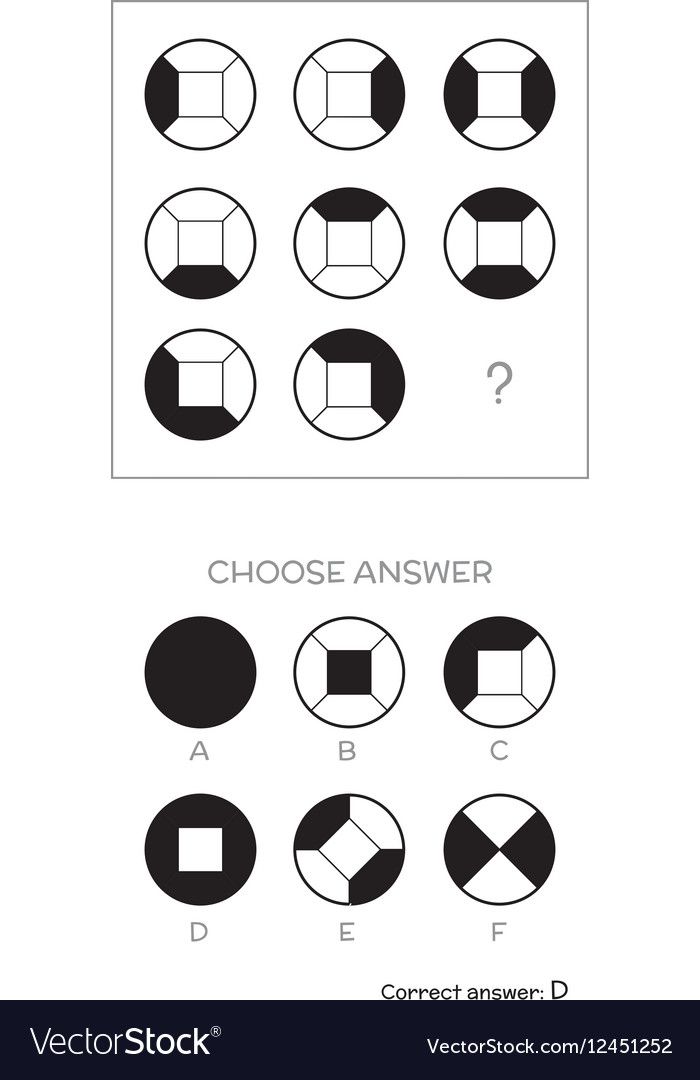 IQ test. Choose answer. Logical tasks composed of geometric shapes ...