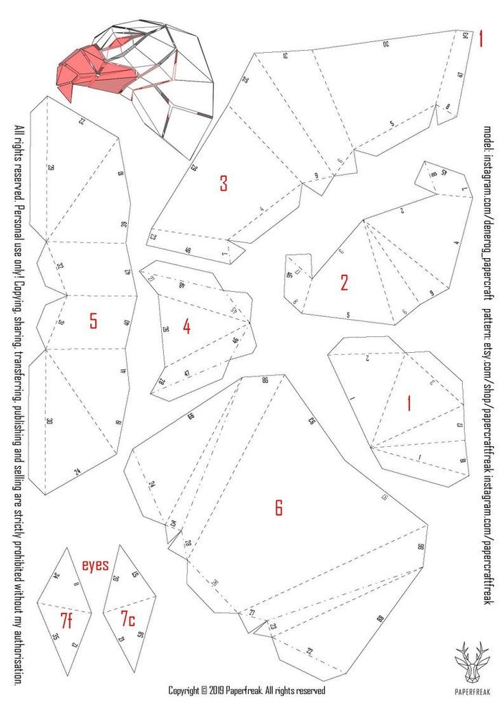 Papercraft 3D EAGLE head pepakura PDF template Low Poly Paper Sculpture ...