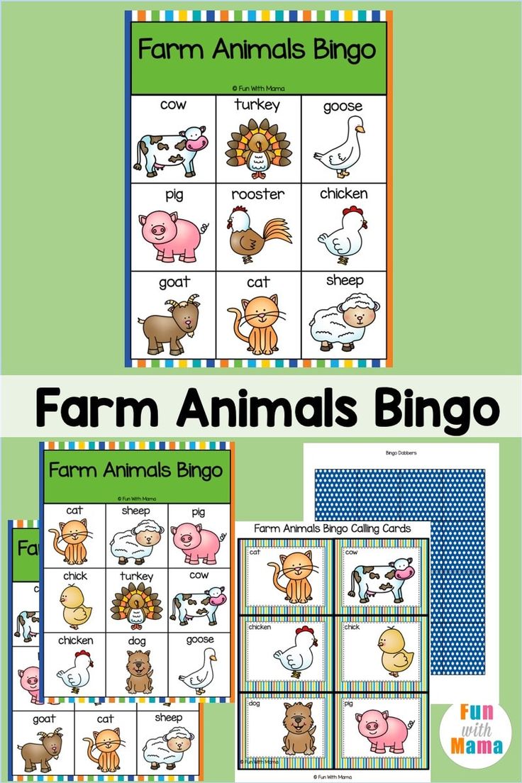 Farm Animal Bingo - Printable Free Bingo Cards in 2020 | Farm