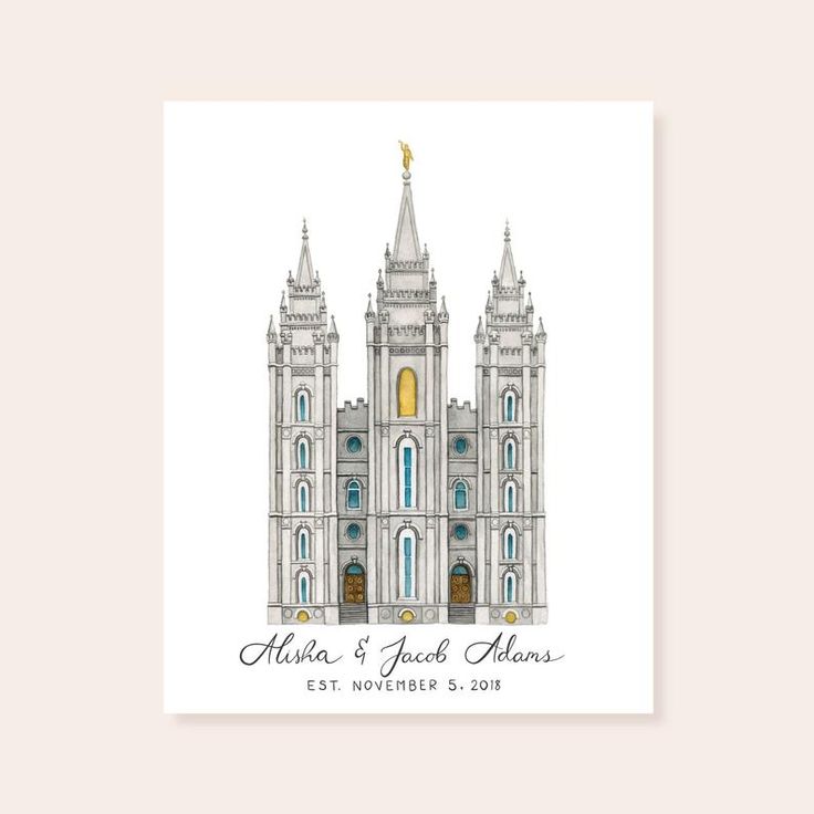 Salt Lake Temple Watercolor Print, Salt Lake Watercolor Temple, Salt ...