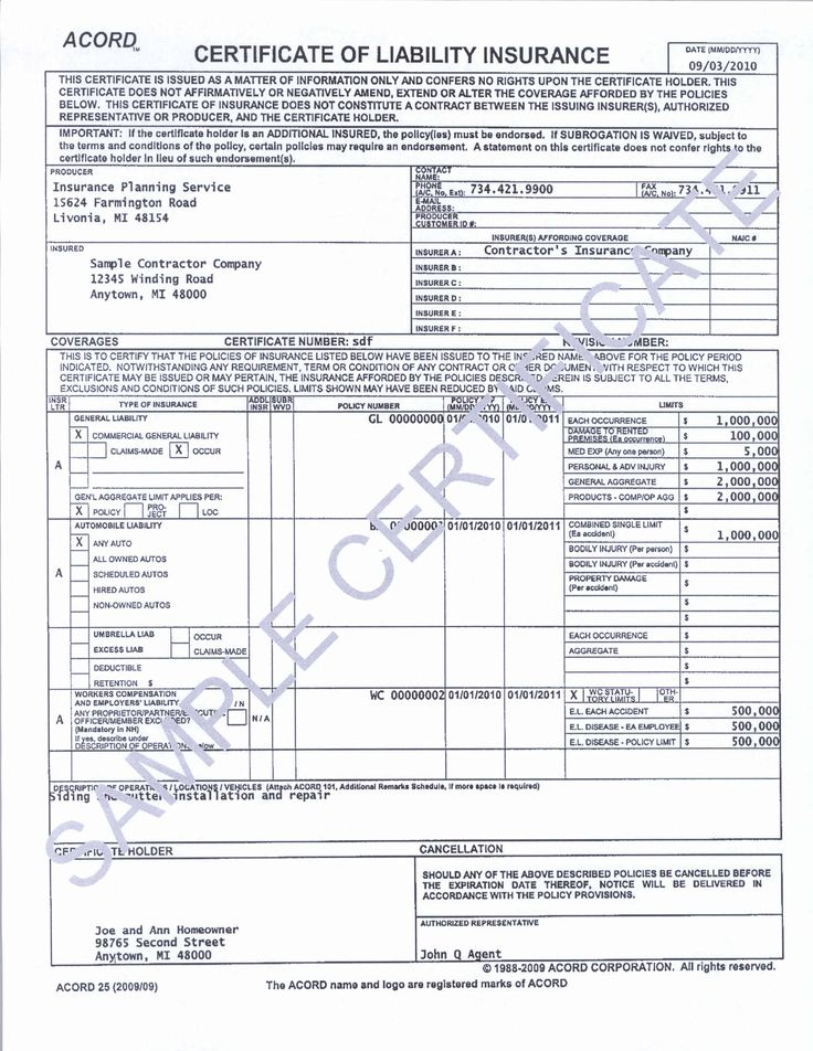 179 reference of Automobile Insurance Examples | Certificate templates ...