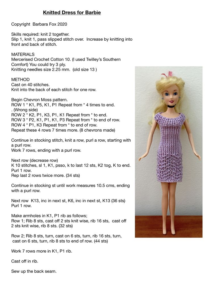 Barbie Doll Clothing Patterns for a Birthday Party