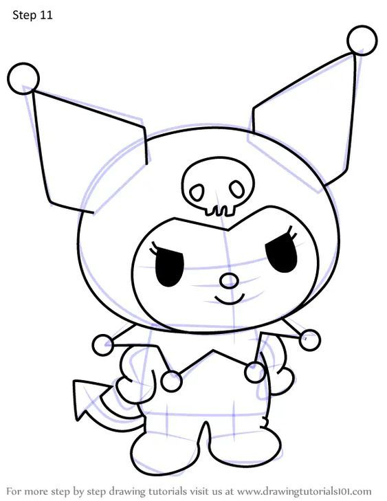 Learn How to Draw Kuromi from Hello Kitty (Hello Kitty) Step by Step ...