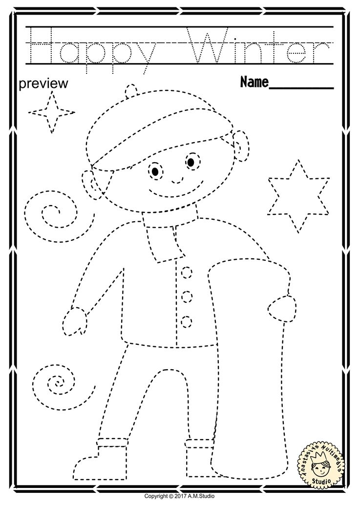 Winter Picture Tracing Worksheets | Pre-writing Skills | Fine Motor ...