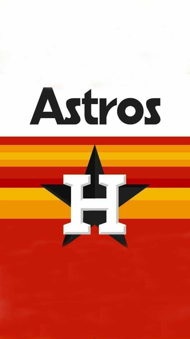 the astros logo is shown on a red, yellow and orange background