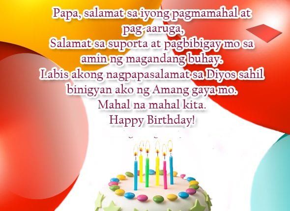 Birthday Message for Father from Daughter in Tagalog | Birthday message ...