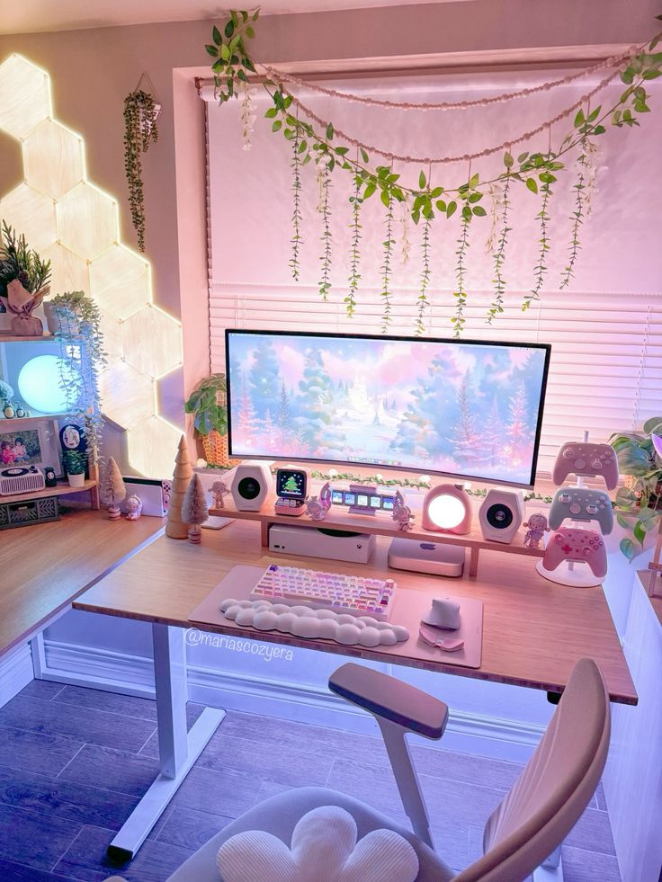 Desk Setup Holiday vibes! in 2024 | Game room decor, Game room design ...