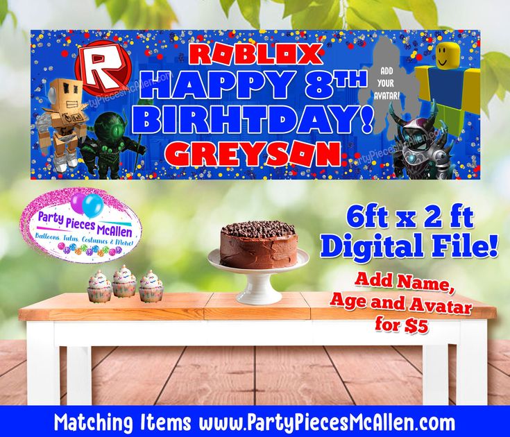 PRINTABLE Roblox Birthday Banner Digital File Roblox | Etsy | Birthday ...