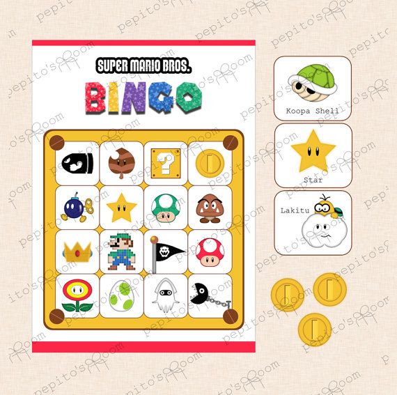 Print-ink Bingo 10 Cards DIY Digital Printable PDF | Etsy | Mario bros ...