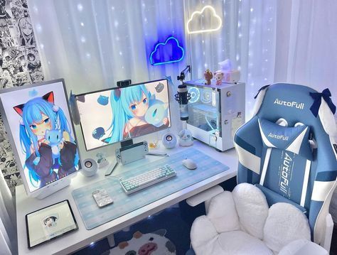 𝔪𝔦𝔨𝔲 𝔤𝔞𝔪𝔦𝔫𝔤 𝔰𝔢𝔱𝔲𝔭 🎀ᯈ | Gaming room setup, Game room design, Video game ...