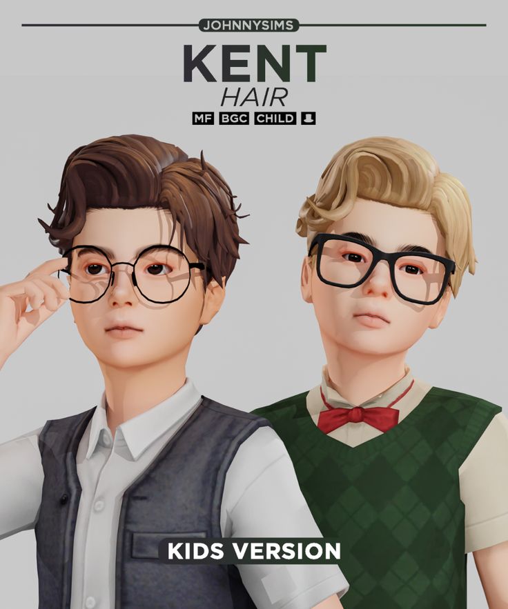 JohnnySims : Kent Hair (Kids Ver.) Info: Base Game Compatible 2... Kids ...