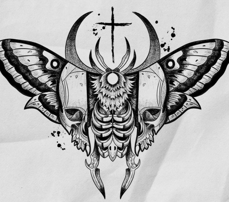 Moth Tattoo Design with Unique Geometric Patterns