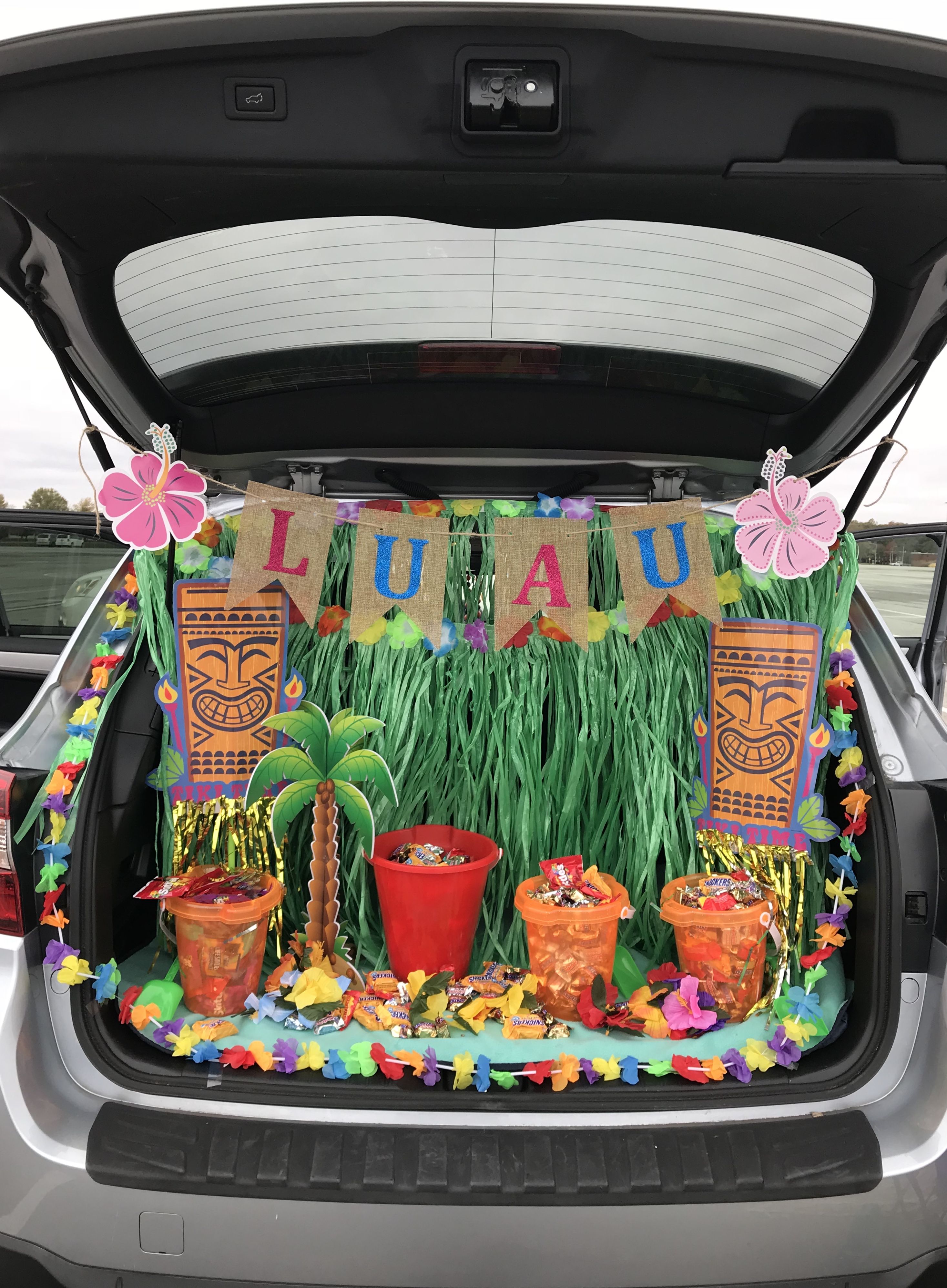 Luau themed trunk or treat using items mostly from Dollar Tree ...