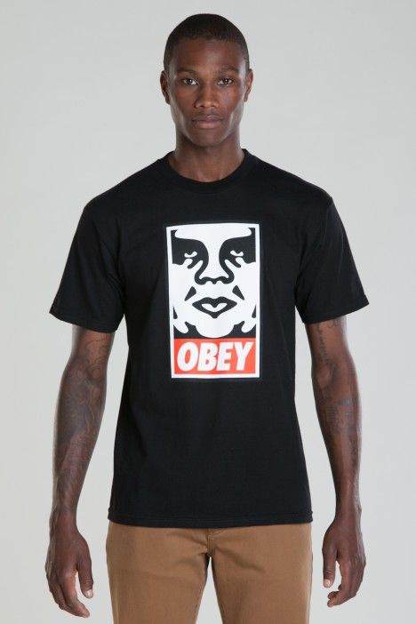 OBEY ICON FACE BASIC TEE | Mens outfits, T shirt black, Obey clothing