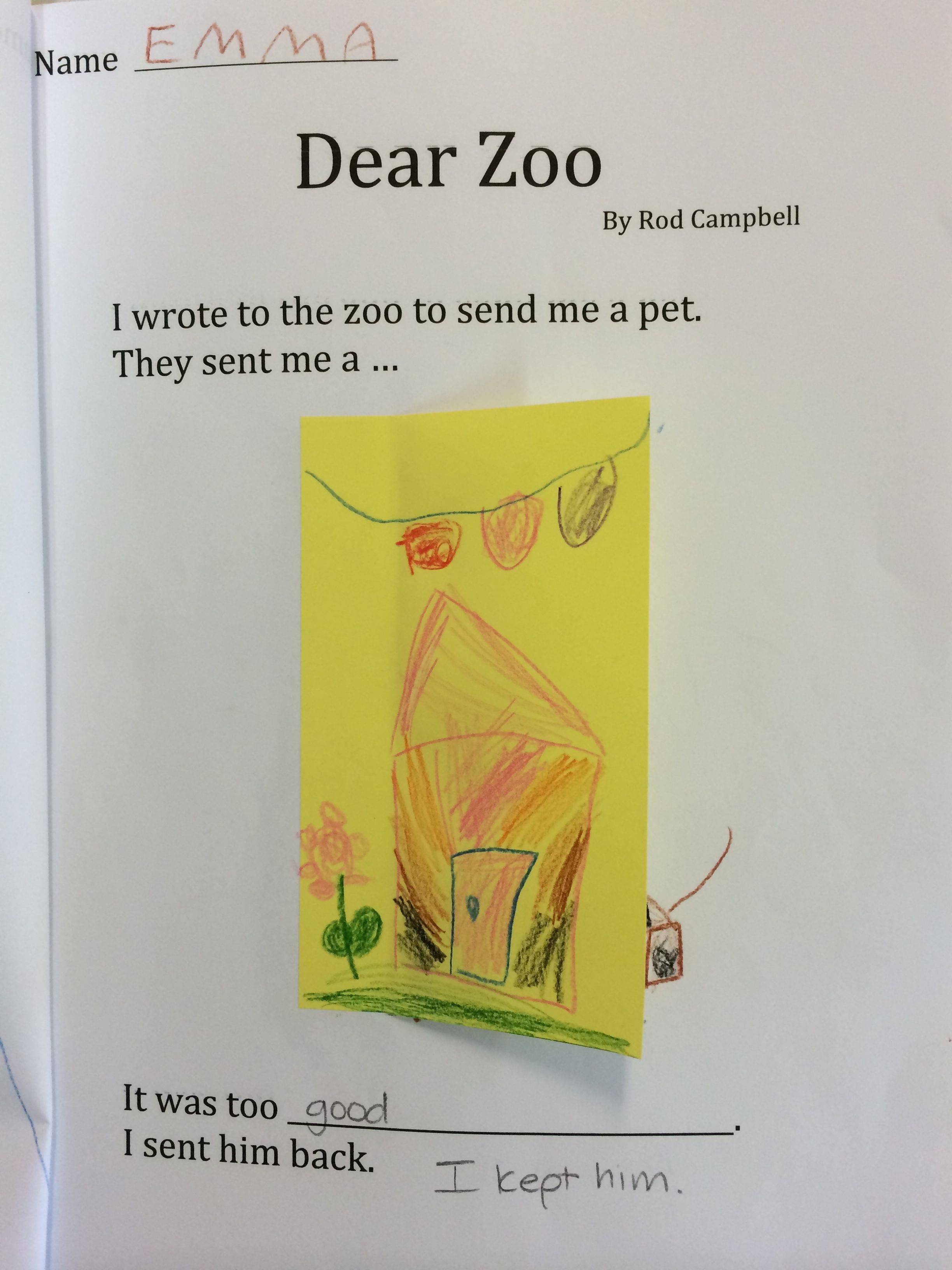 'Dear Zoo' example page from classroom book | Dear zoo book, Dear zoo ...