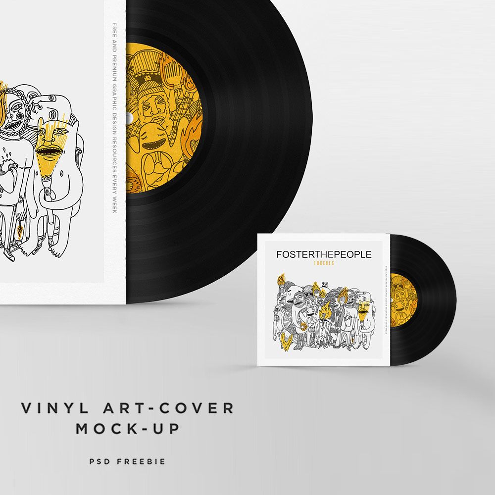 vinyl art - cover mockup with yellow and black artwork