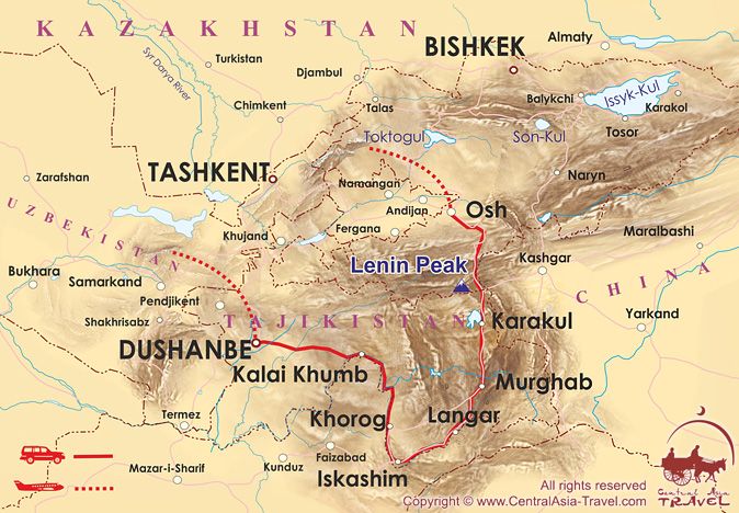 Pamirs Mountains Map