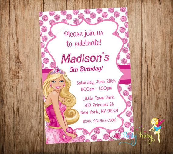 Barbie Birthday, Barbie Party, 5th Birthday, Barbie Invitations, Party ...