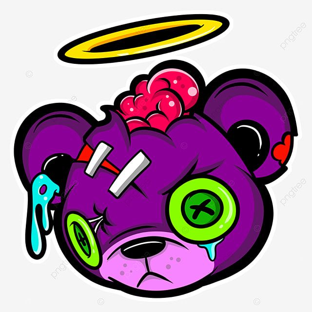 Teddy Bear Head Clipart Vector, Zombie Teddy Bear Head Cartoon, Sticker ...