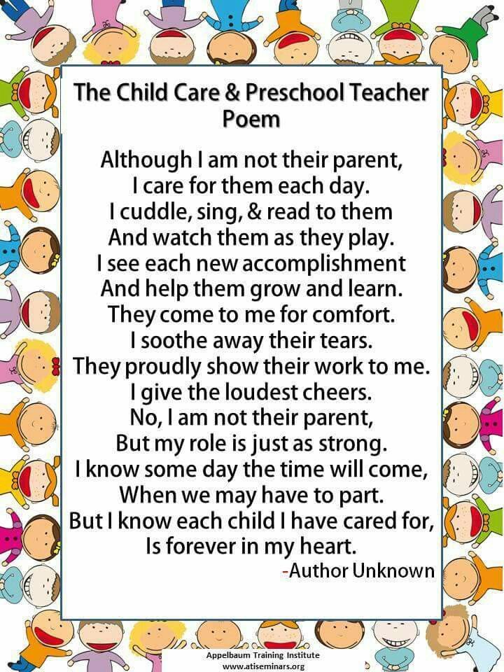 Child care workers poem. This was true for me. | Teacher poems ...