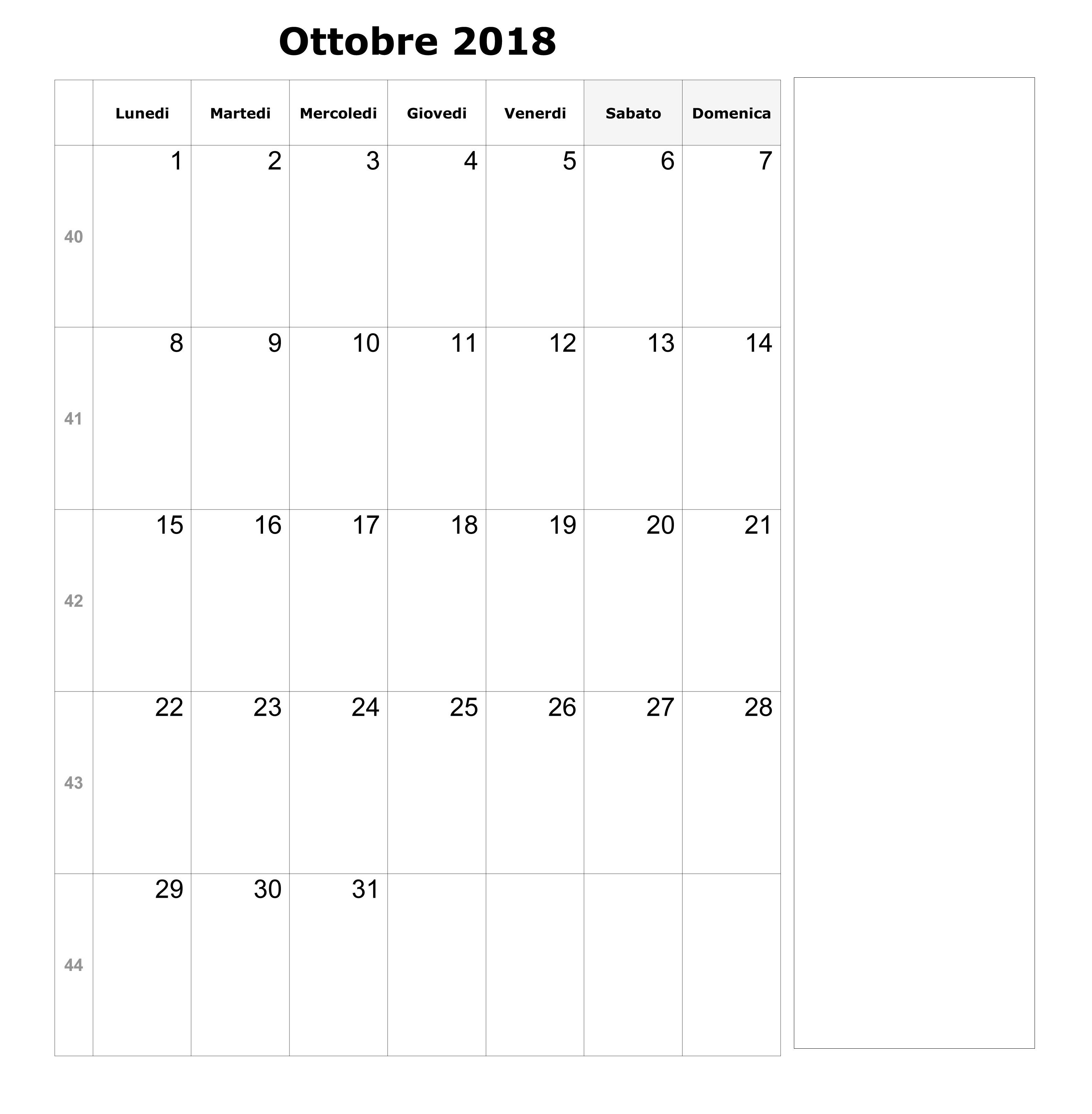 Calendario Ottobre 2018 Da Stampare Sheet Music, Word Search Puzzle ...