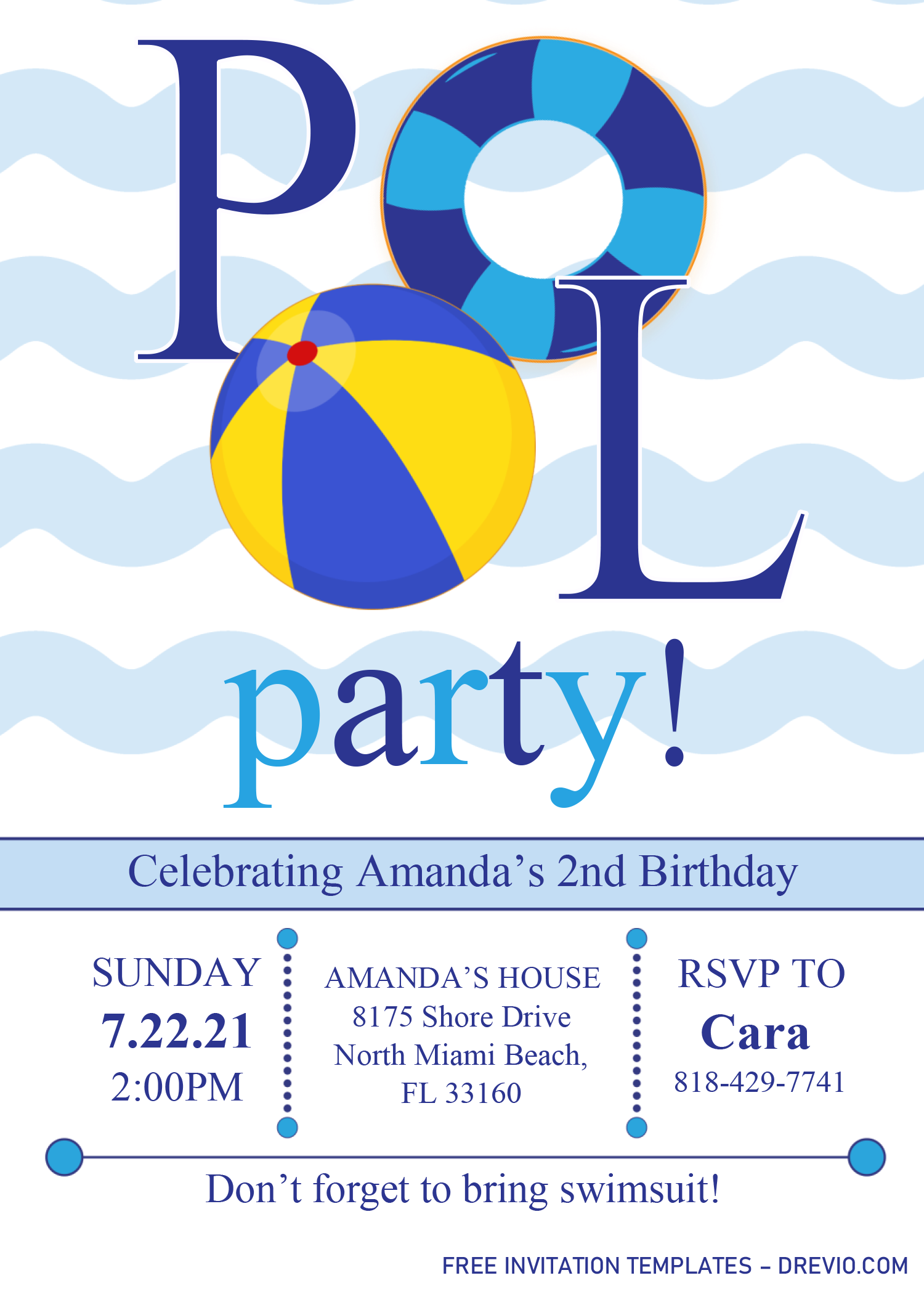 Free Printable Pool Party Invitations