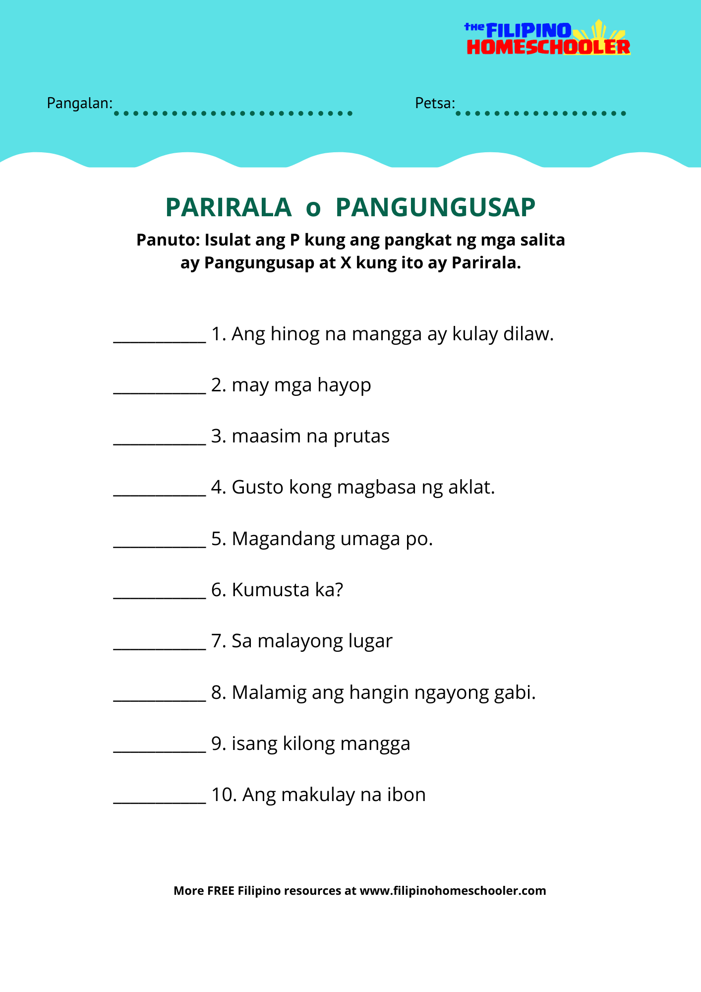 Mga Pangngalan Nouns Filipino Worksheets Worksheets Learning | Porn Sex ...